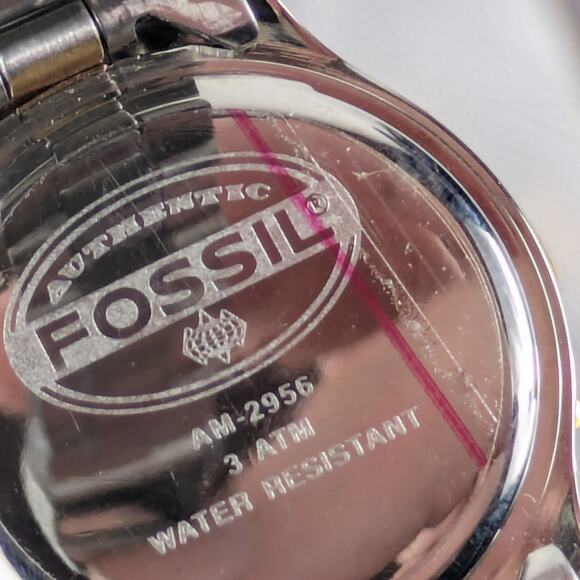 Fossil AM-2956 Womens Wrist Watch 1994 Green Silver NEEDS BATTERY Authentic Case - Picture 8 of 15